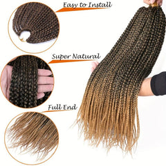 Ombre Crochet Hair Box Braids 22 Strands Brown 72 Cm Synthetic Braiding Hair
