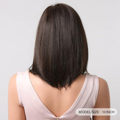 Dark Brown Short Bob Women's Wig Blonde Highlight