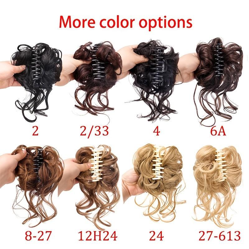 Synthetic Messy Hair Bun Curly Wavy Hairpiece Tousled Updo Scrunchie