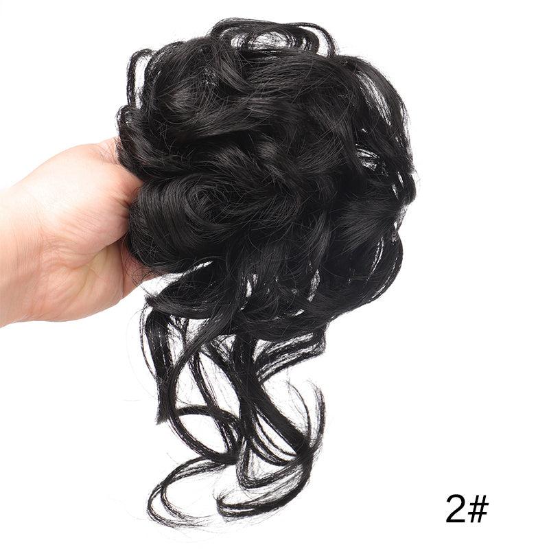 Synthetic Messy Hair Bun Curly Wavy Hairpiece Tousled Updo Scrunchie