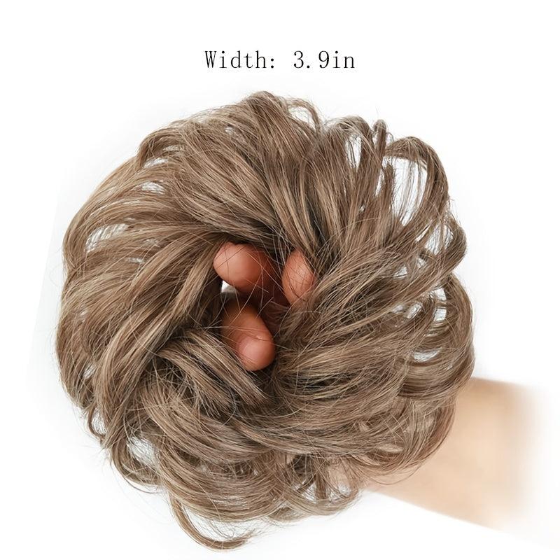 Wavy Bun Extensions with Elastic Rubber Band Messy Bun Hairpiece