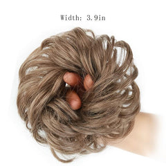 Wavy Bun Extensions with Elastic Rubber Band Messy Bun Hairpiece