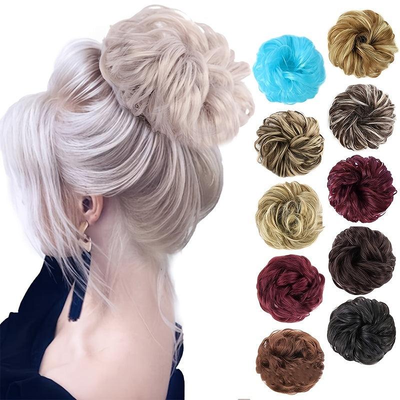 Wavy Bun Extensions with Elastic Rubber Band Messy Bun Hairpiece