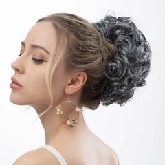 Messy Hair Bun Extensions for Women Synthetic Hairpieces with Curly Scrunchies