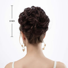 Messy Hair Bun Extensions for Women Synthetic Hairpieces with Curly Scrunchies