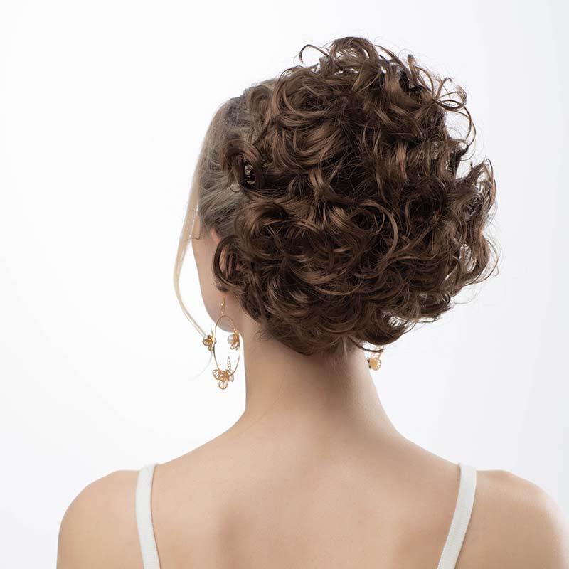 Messy Hair Bun Extensions for Women Synthetic Hairpieces with Curly Scrunchies