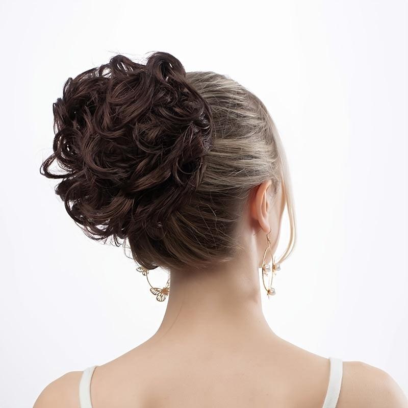 Messy Hair Bun Extensions for Women Synthetic Hairpieces with Curly Scrunchies