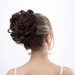 Messy Hair Bun Extensions for Women Synthetic Hairpieces with Curly Scrunchies