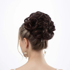Messy Hair Bun Extensions for Women Synthetic Hairpieces with Curly Scrunchies