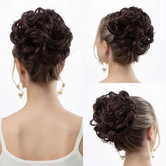 Messy Hair Bun Extensions for Women Synthetic Hairpieces with Curly Scrunchies