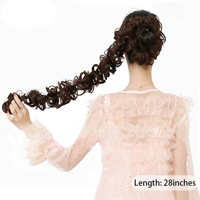 Synthetic Curly Hair Bun with Elastic Band and Drawstring