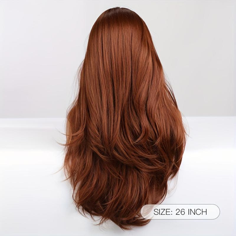 Long Straight Red Brown Ginger Wig Heat Resistant Women's Synthetic Hair