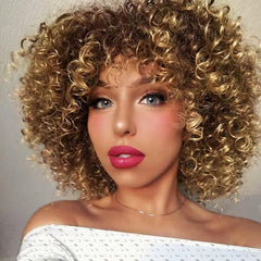 Curly Wigs Synthetic Afro Hair Wigs With Bangs for Women