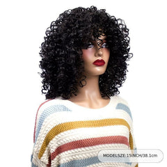 Curly Wigs Synthetic Afro Hair Wigs With Bangs for Women