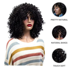 Curly Wigs Synthetic Afro Hair Wigs With Bangs for Women