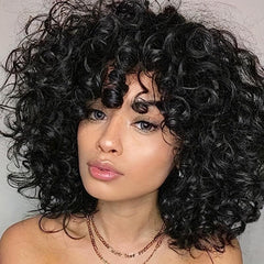Curly Wigs Synthetic Afro Hair Wigs With Bangs for Women