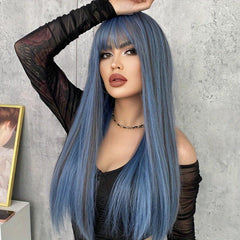 Blonde Ombre Straight Hair Wig with Bangs 60 96 Cm