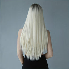 Blonde Ombre Straight Hair Wig with Bangs 60 96 Cm