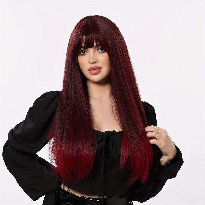 Blonde Ombre Straight Hair Wig with Bangs 60 96 Cm