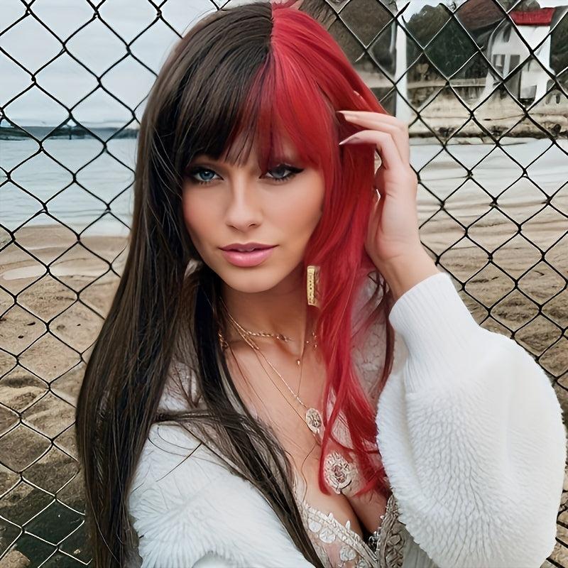 60 96 Cm Pink Long Hair Wig with Bangs for Women Girls