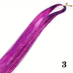 Colorful Hair Tinsel Strands 76cm Hair Glitter Extensions