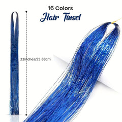Colorful Hair Tinsel Strands 76cm Hair Glitter Extensions