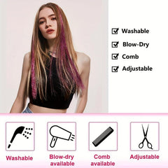 Colorful Hair Tinsel Strands 76cm Hair Glitter Extensions