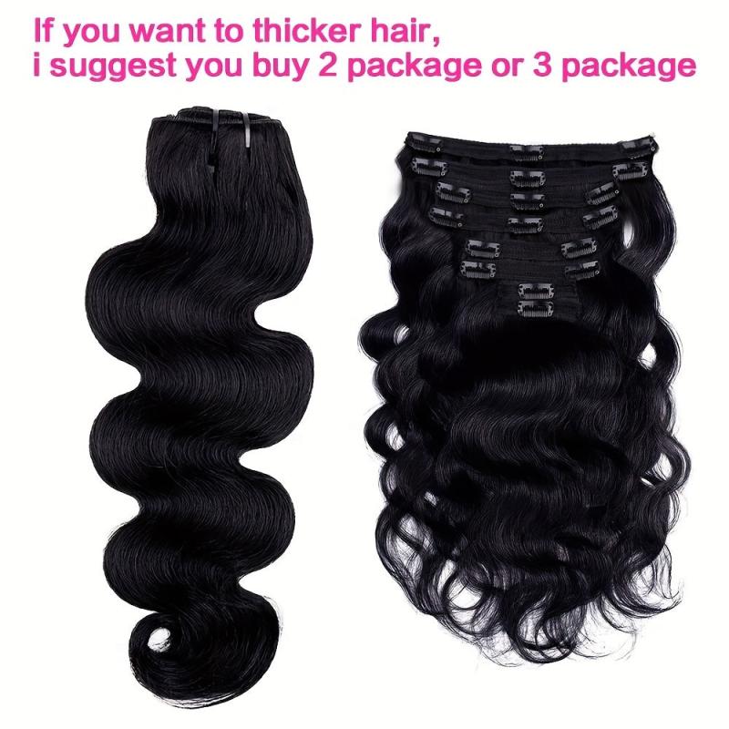 Body Wave Human Hair Clip In Extensions Brazilian Virgin Hair 120g