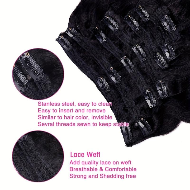 Body Wave Human Hair Clip In Extensions Brazilian Virgin Hair 120g