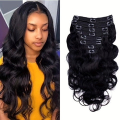 Body Wave Human Hair Clip In Extensions Brazilian Virgin Hair 120g