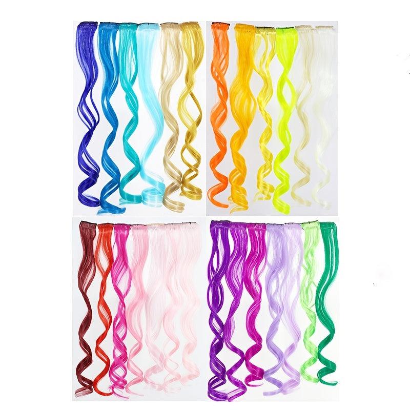 Colored Party Highlights Clip On Hair Extensions for Cosplay