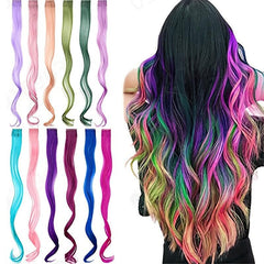 Colored Party Highlights Clip On Hair Extensions for Cosplay