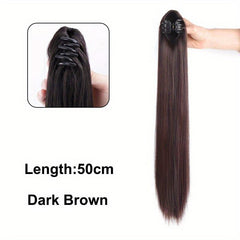 Long Straight Ponytail Extensions Claw Clip Synthetic Hair Extensions for Women