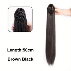 Long Straight Ponytail Extensions Claw Clip Synthetic Hair Extensions for Women
