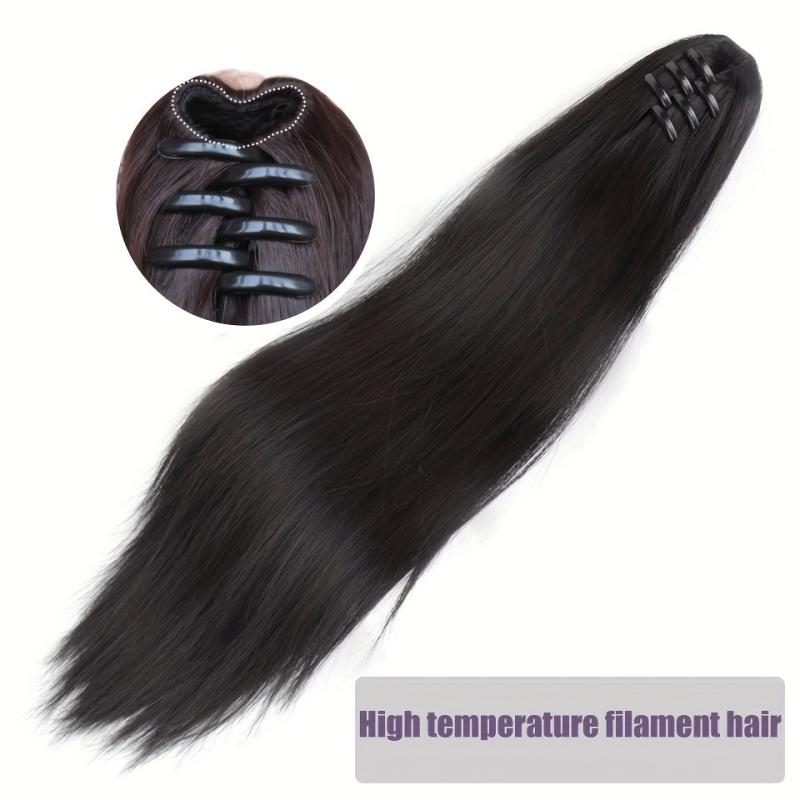 Long Straight Ponytail Extensions Claw Clip Synthetic Hair Extensions for Women