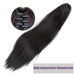 Long Straight Ponytail Extensions Claw Clip Synthetic Hair Extensions for Women