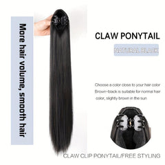 Long Straight Ponytail Extensions Claw Clip Synthetic Hair Extensions for Women