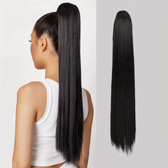 Long Straight Ponytail Extensions Claw Clip Synthetic Hair Extensions for Women