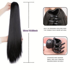 Long Straight Ponytail Extensions Claw Clip Synthetic Hair Extensions for Women