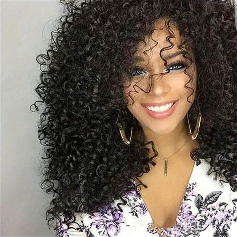 35 56 Cm Afro Kinky Curly Hair Wigs For Women Ombre Brown Synthetic Wigs