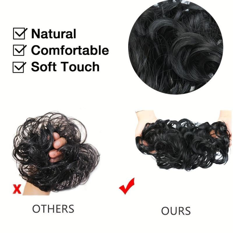 Messy Bun Hair Piece Synthetic Wavy Curly Chignon Ponytail Hair Extensions