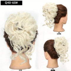 Messy Bun Hair Piece Tousled Updo Wavy Curly Hair