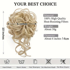 Messy Bun Hair Piece Tousled Updo Wavy Curly Hair