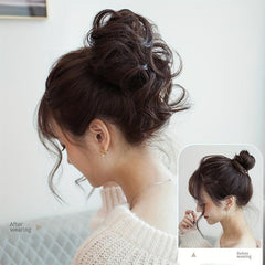 Messy Bun Hair Piece Tousled Updo Wavy Curly Hair