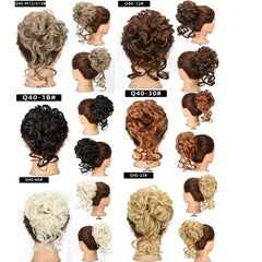 Messy Bun Hair Piece Tousled Updo Wavy Curly Hair