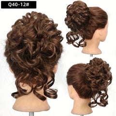 Messy Bun Hair Piece Tousled Updo Wavy Curly Hair