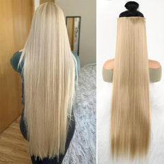Extra Long Straight Hair Extensions Blonde Brown High Temperature Fiber