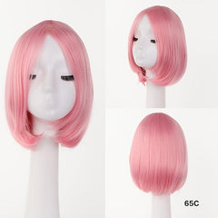 Short Bob Straight Halloween Wig Cosplay Prom Anime Fans Pink Red Purple Blonde