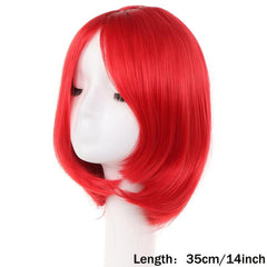 Short Bob Straight Halloween Wig Cosplay Prom Anime Fans Pink Red Purple Blonde