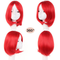 Short Bob Straight Halloween Wig Cosplay Prom Anime Fans Pink Red Purple Blonde